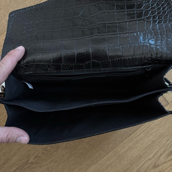 Maurizio Taiuti Black Leather Croc-Embossed Shoulder Bag - NWT - Made in Italy - Picture 7 of 8